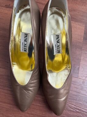 Pancaldi Metallic Taupe Pointed-Toe Pumps